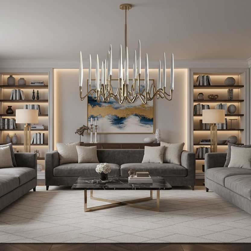 Brass Candelabra LED Chandelier - Round or Linear - view 9