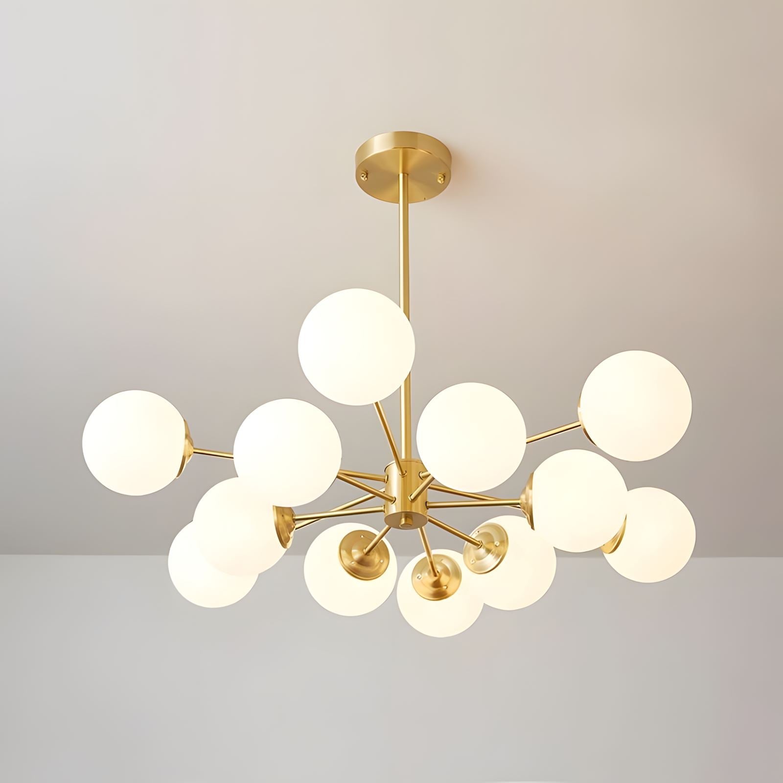 Brass Sputnik Opal Globe Chandelier
