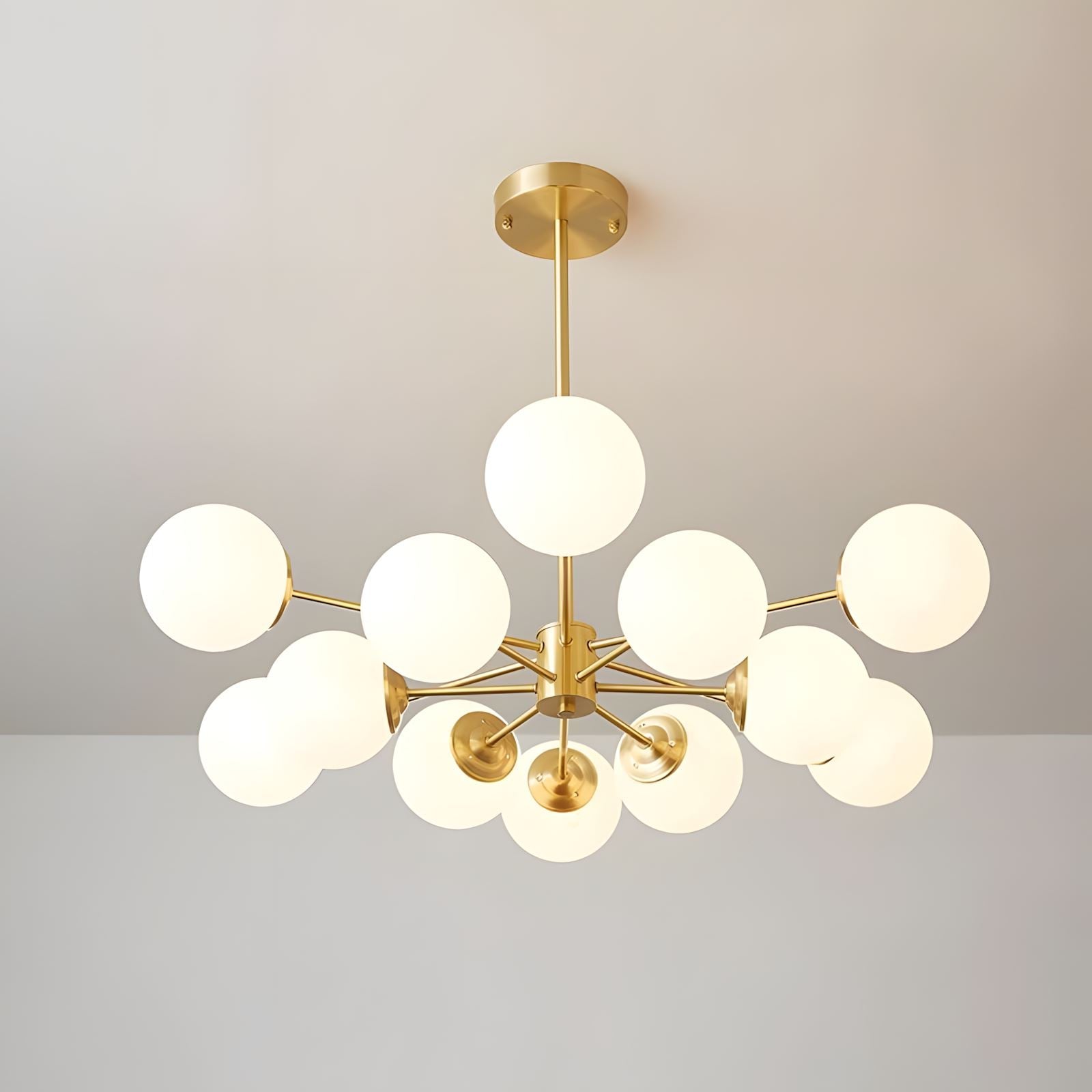 Brass Sputnik Opal Globe Chandelier