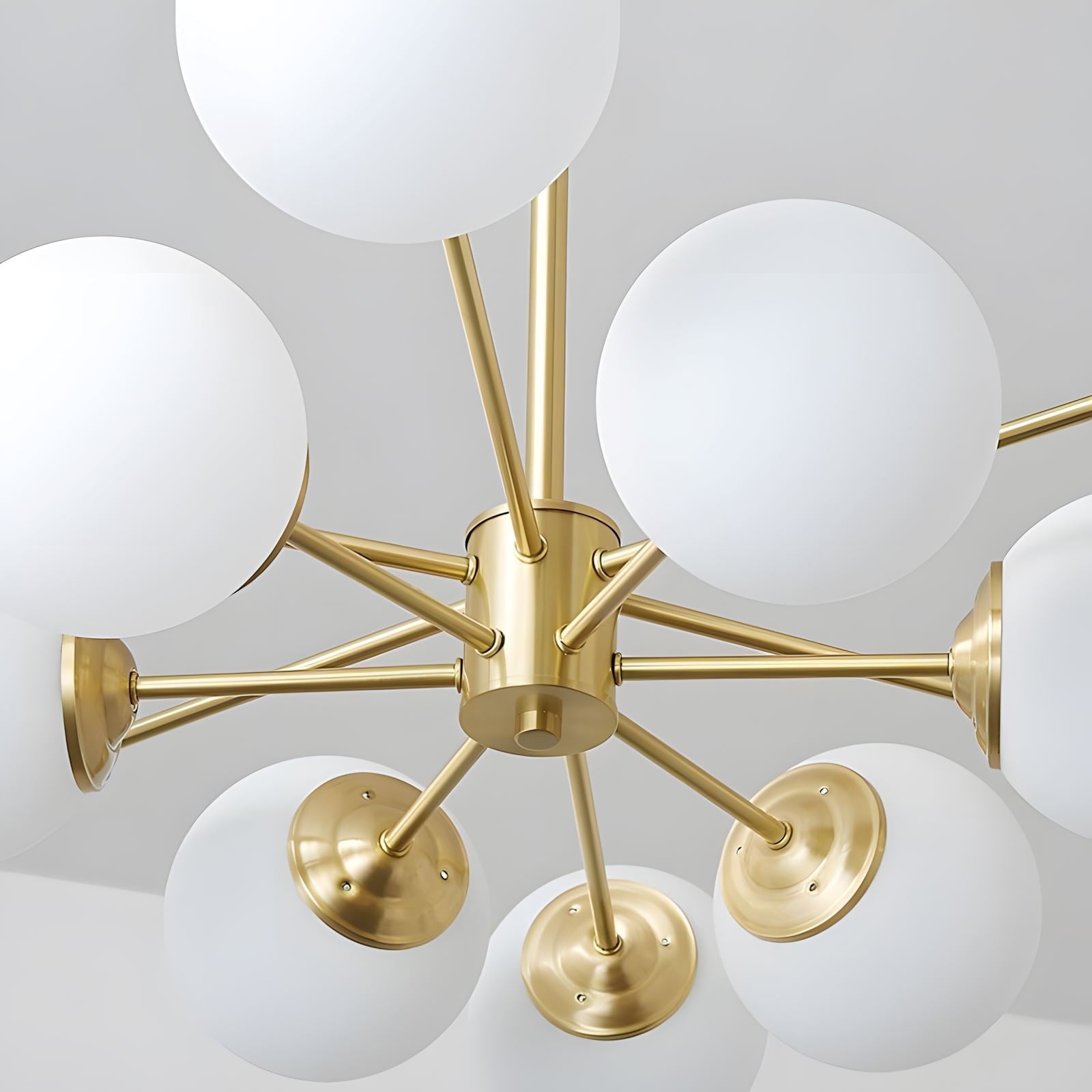 Brass Sputnik Opal Globe Chandelier