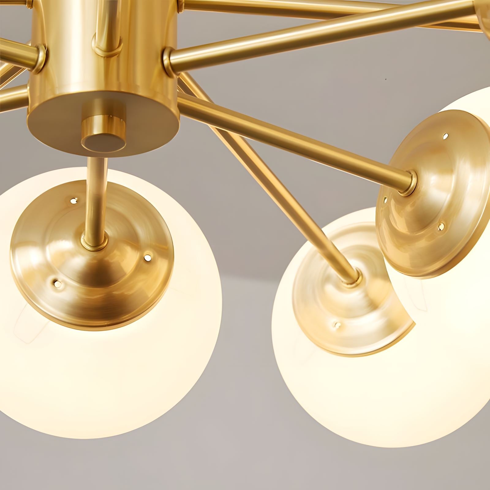 Brass Sputnik Opal Globe Chandelier