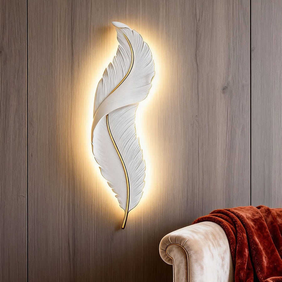 Carved Feather LED Wall Light