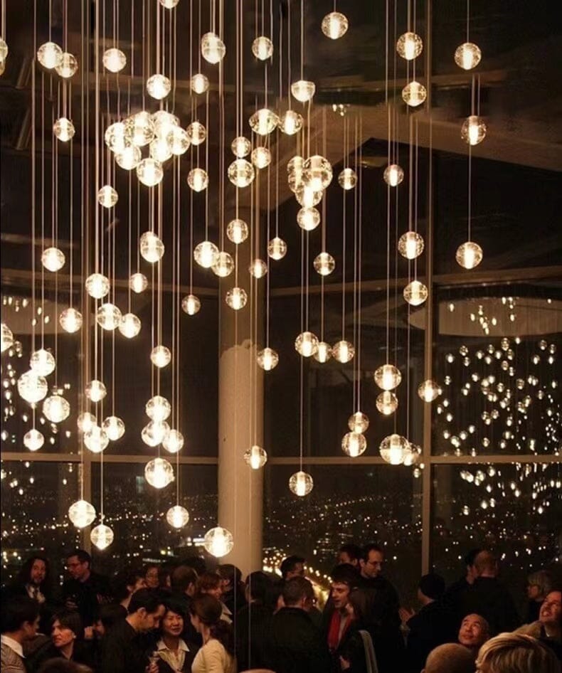 Cast Crystal Sphere Cascade Chandelier