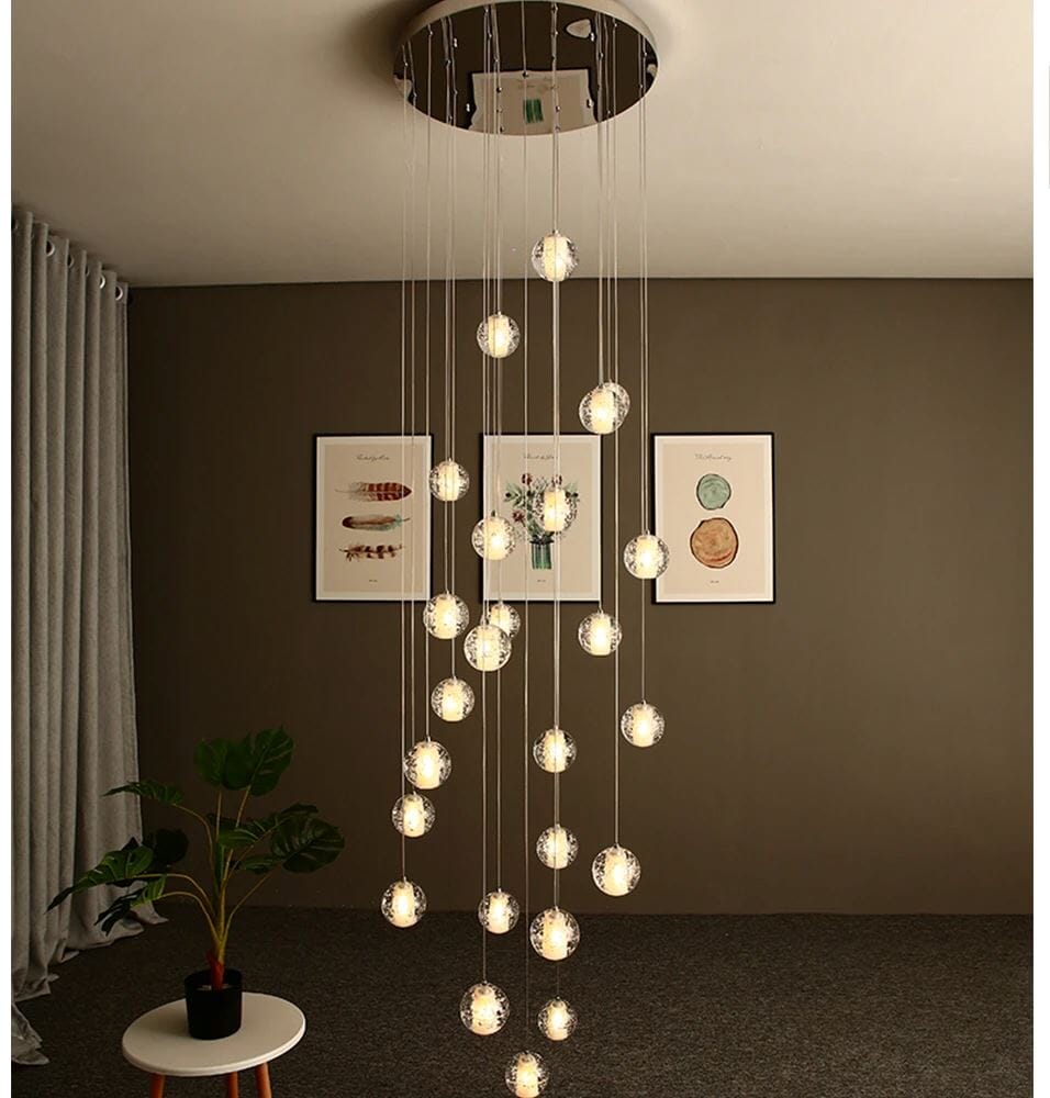 Cast Crystal Sphere Cascade Chandelier
