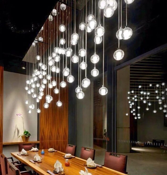 Cast Crystal Sphere Cascade Chandelier