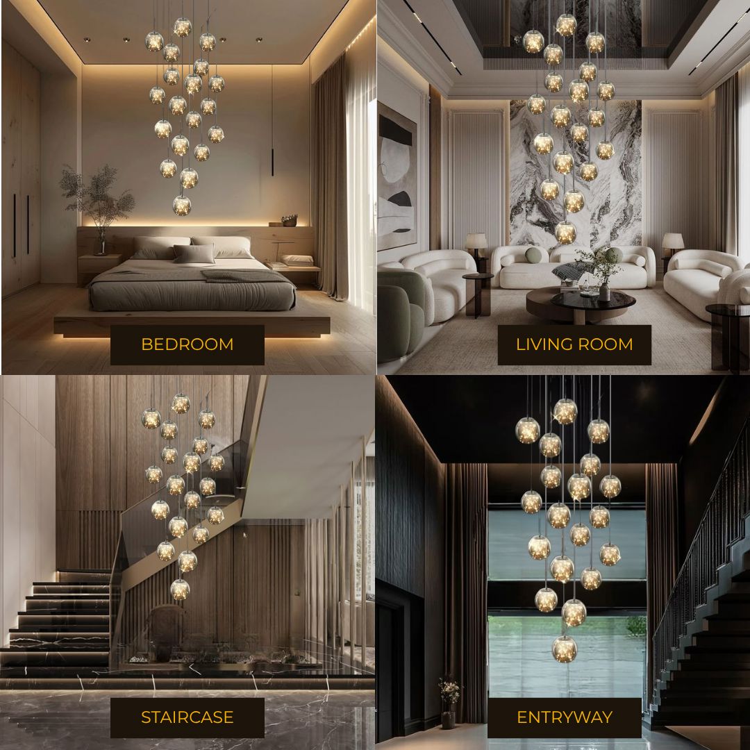 Cast Crystal Sphere Cascade Chandelier