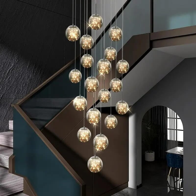 Cast Crystal Sphere Cascade Chandelier