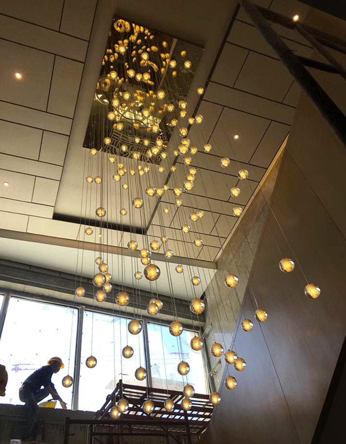 Cast Crystal Sphere Cascade Chandelier