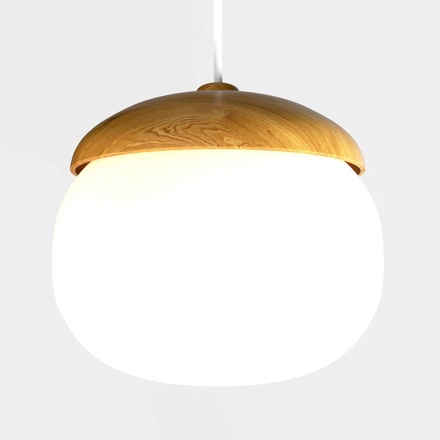 Sleek Pinewood Pendant Light on a white background