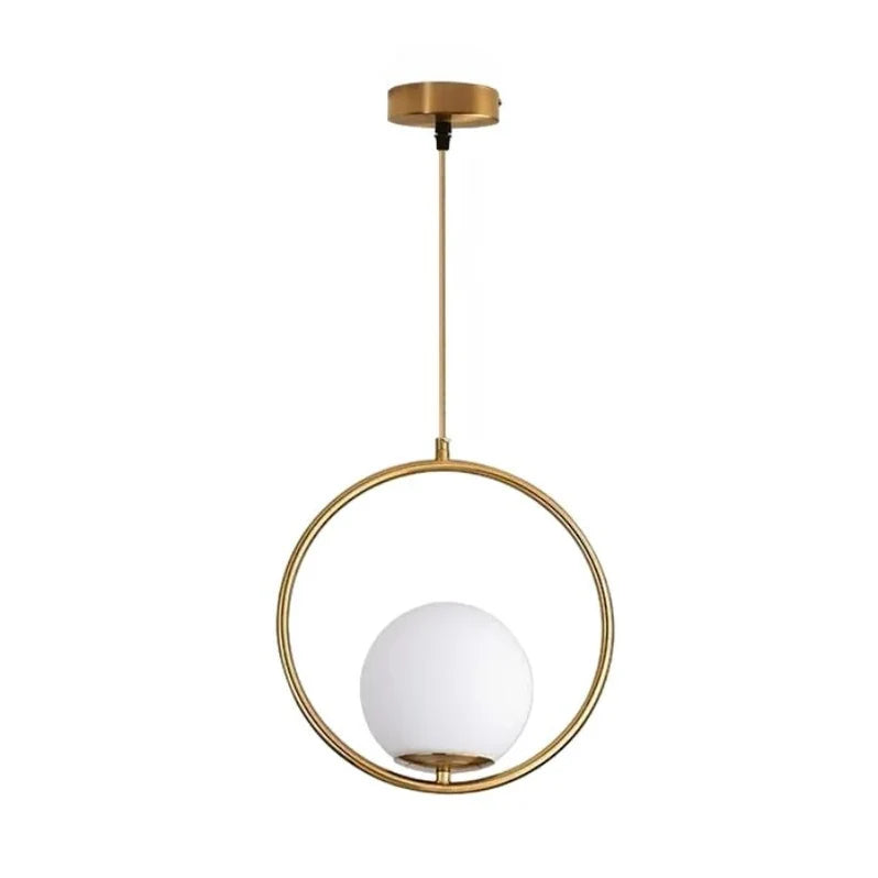 Elegant Modern Pendant Illumination in brass, Circle - 11.8" / 30cm on a white background