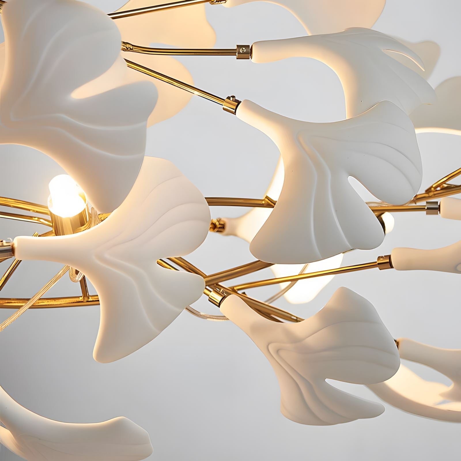 Ceramic Ginkgo Leaf Rectangular Chandelier