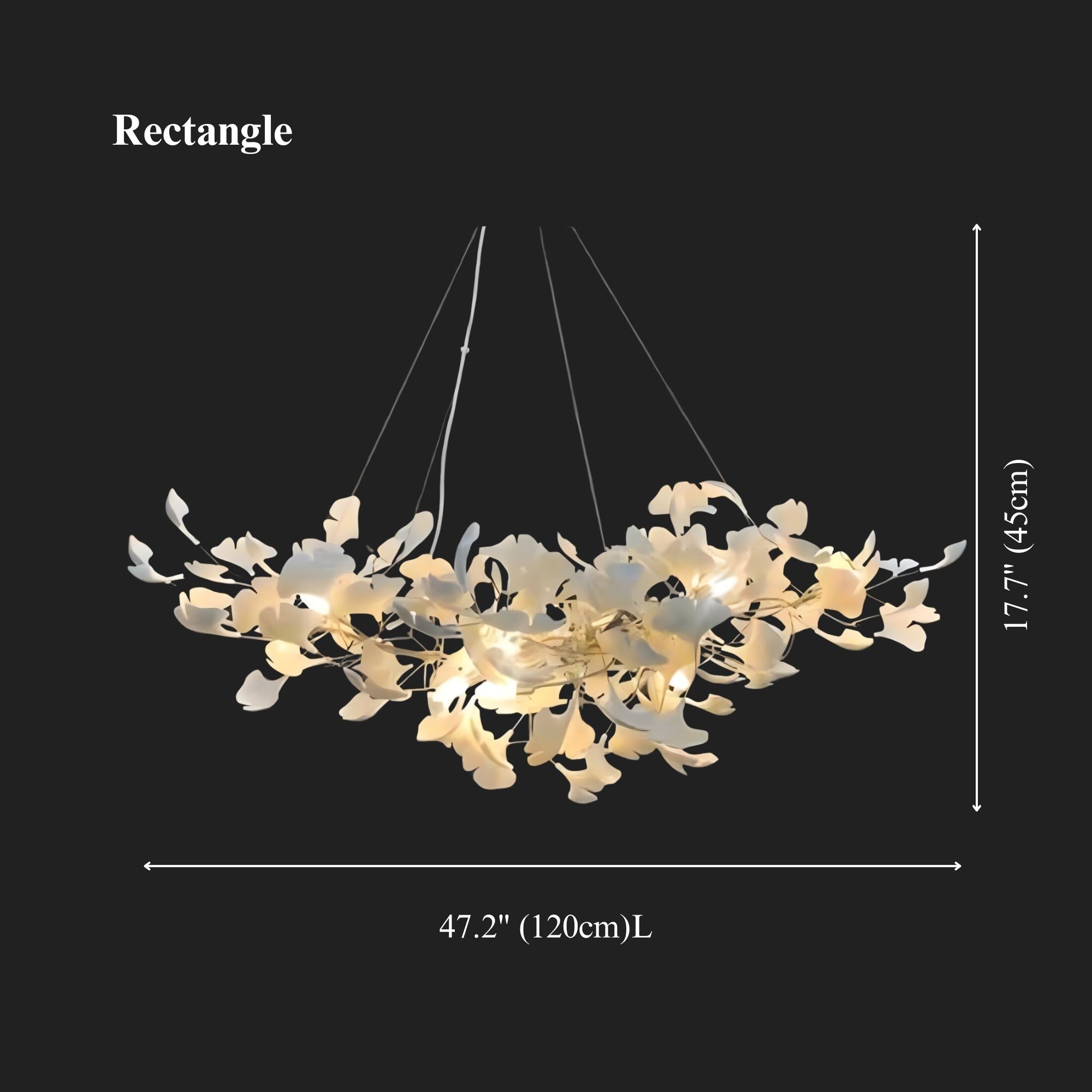 Ceramic Ginkgo Leaf Rectangular Chandelier - 47.2in / 120cm
