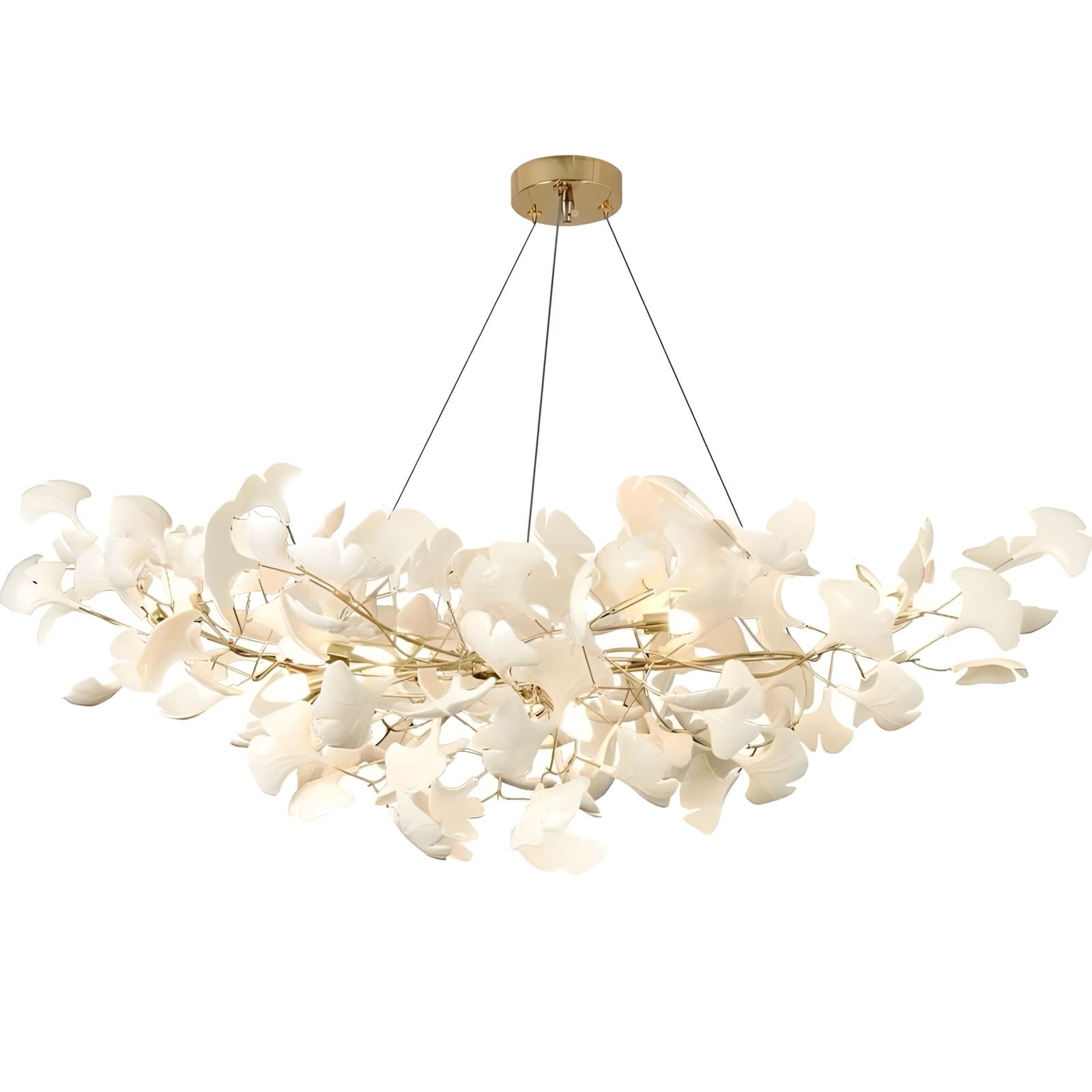 Ceramic Ginkgo Leaf Rectangular Chandelier on a white background