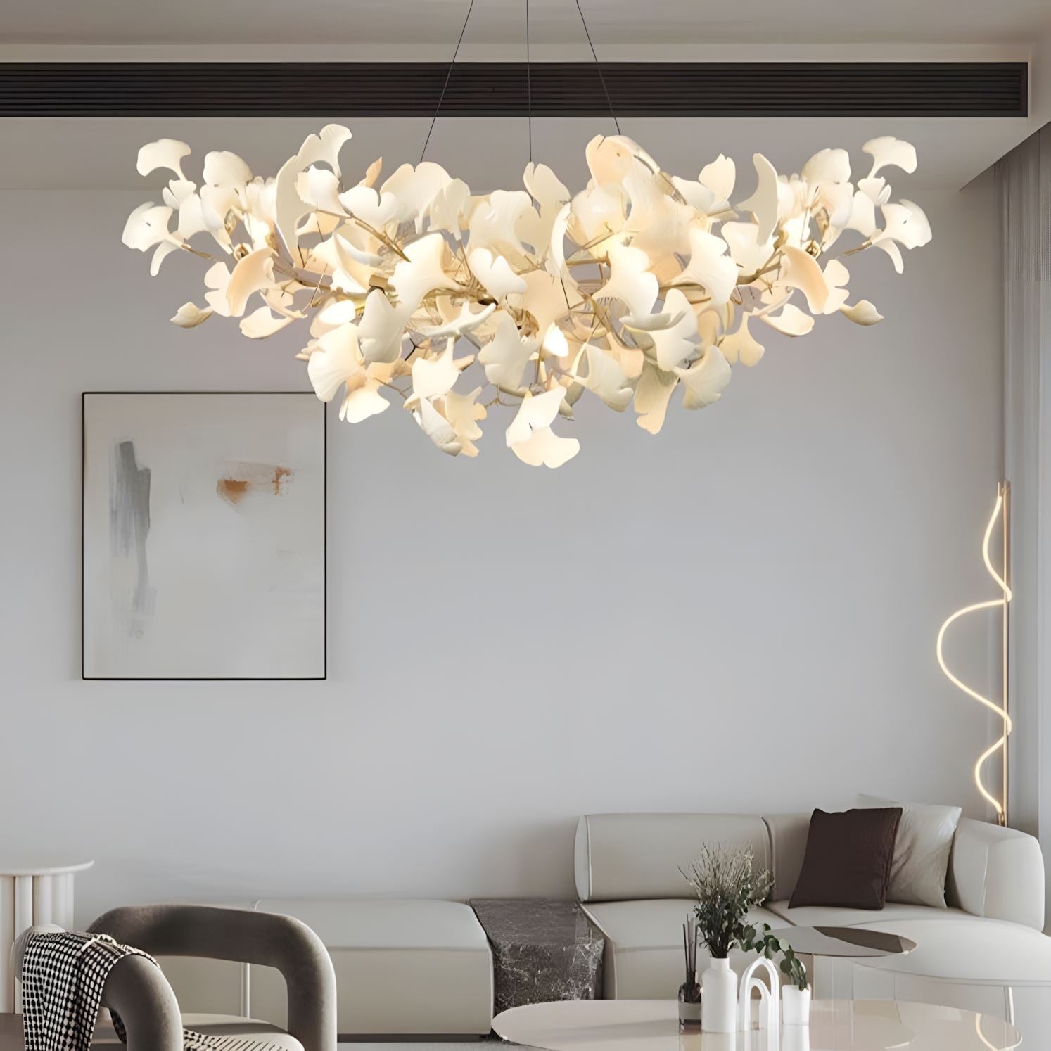 Ceramic Ginkgo Leaf Rectangular Chandelier