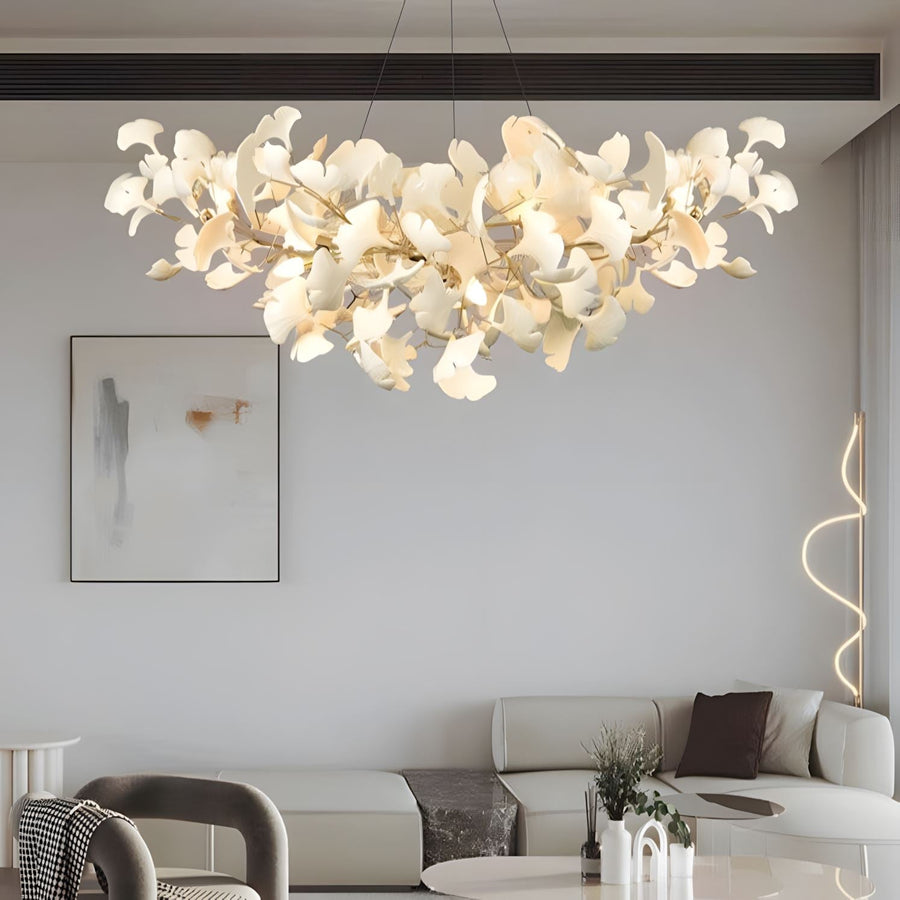Ceramic Ginkgo Leaf Rectangular Chandelier
