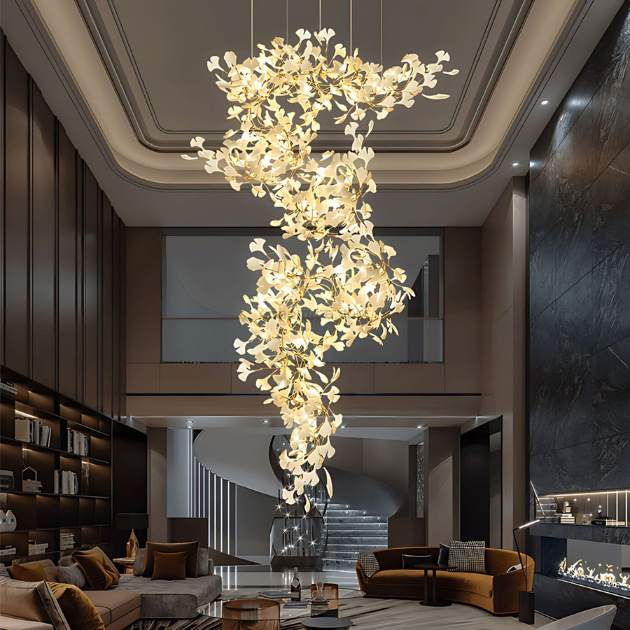 Ceramic Ginkgo Leaf Tree Chandelier