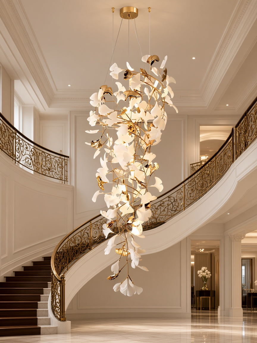 Ceramic Ginkgo Leaf Tree Chandelier