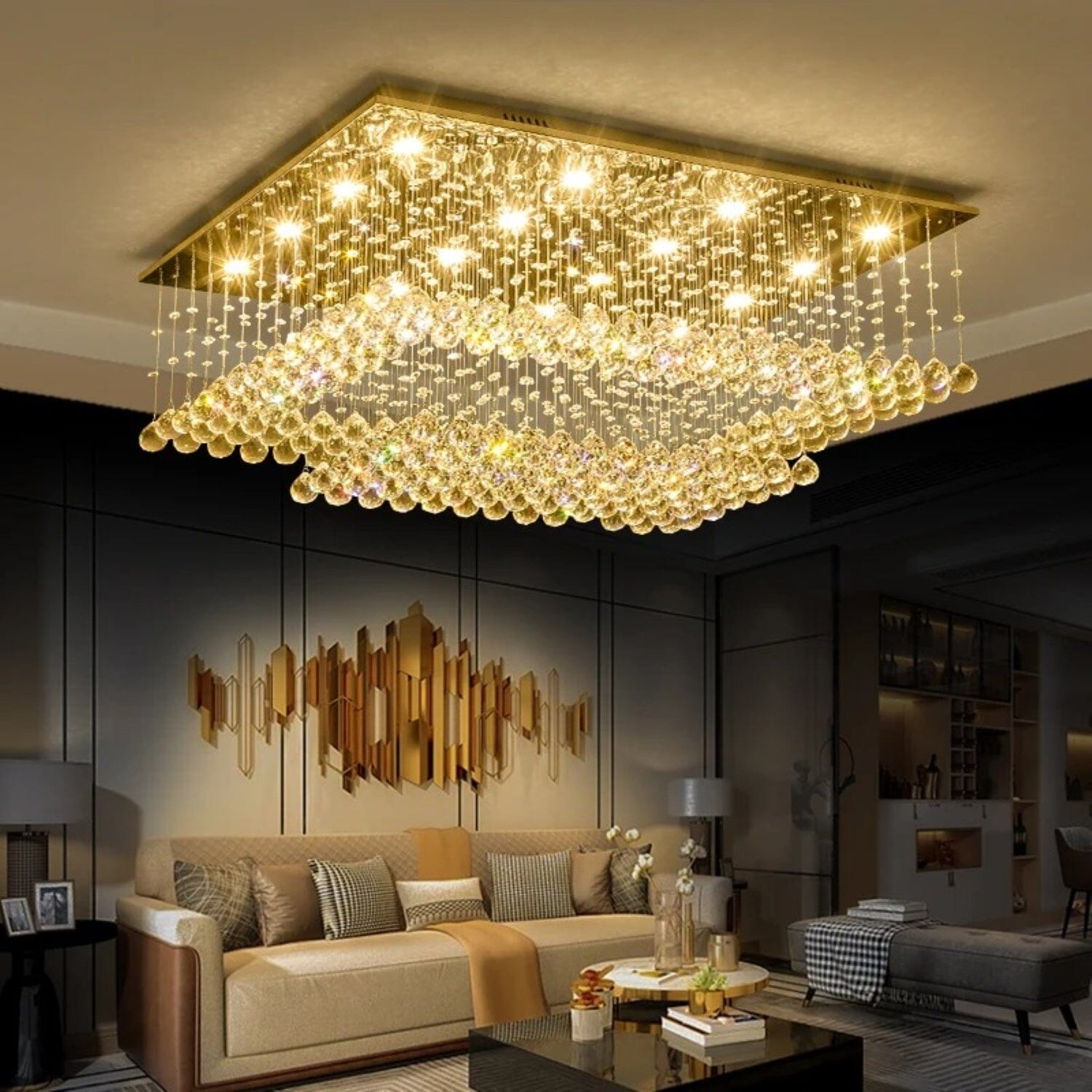 Chrome Cloud Crystal Chandelier - view 3