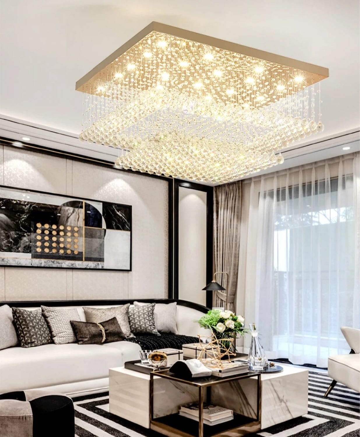 Chrome Cloud Crystal Chandelier - view 8