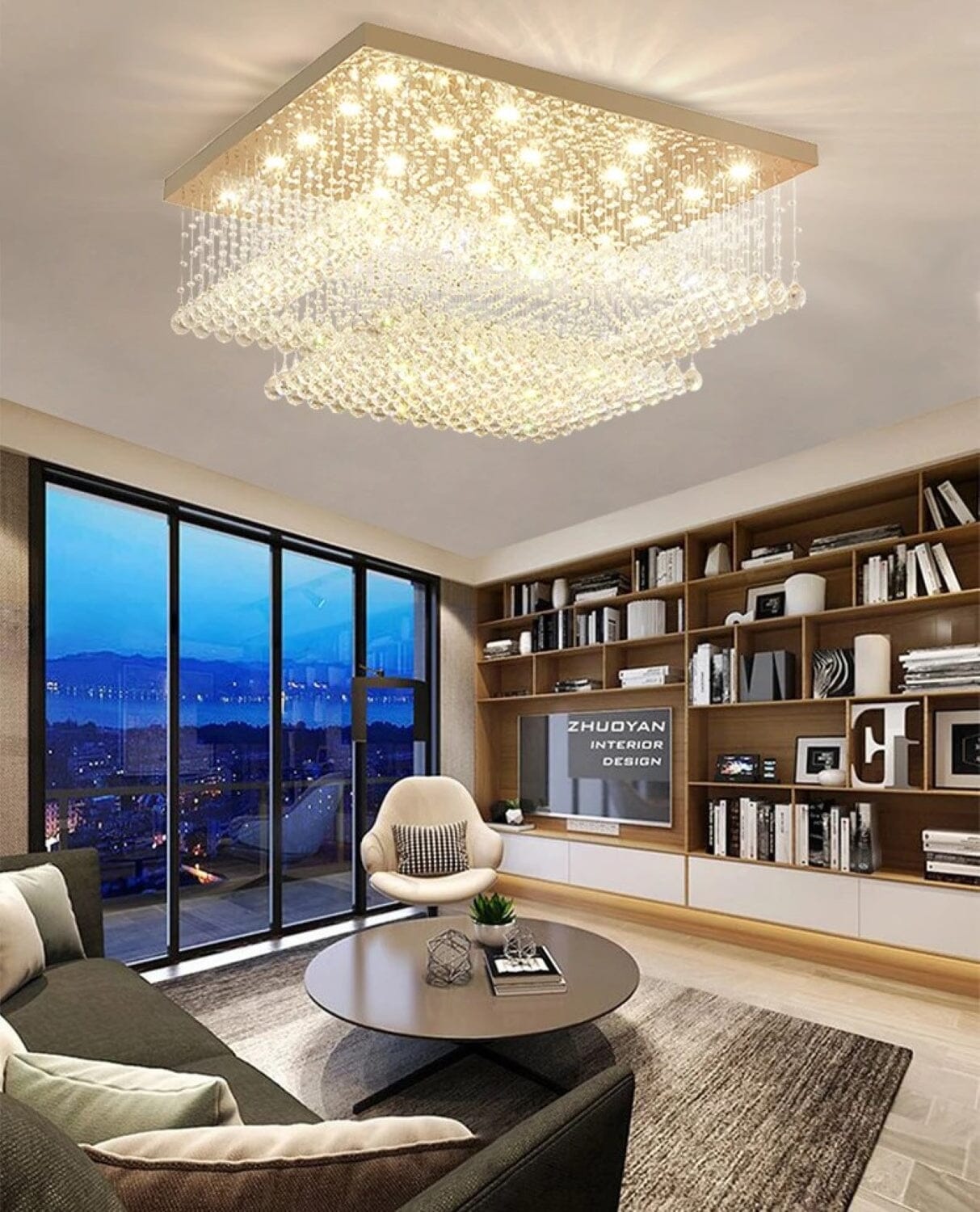 Chrome Cloud Crystal Chandelier - view 9