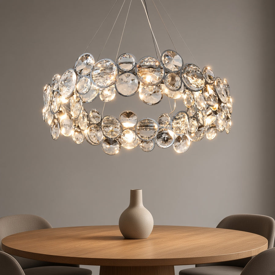 Chrome K9 Crystal Candle Chandelier for Dining