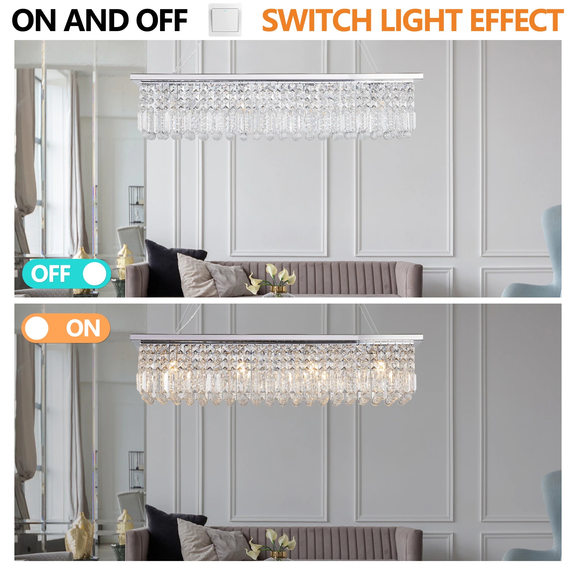 Chrome Linear Bar Crystal Chandelier - view 4