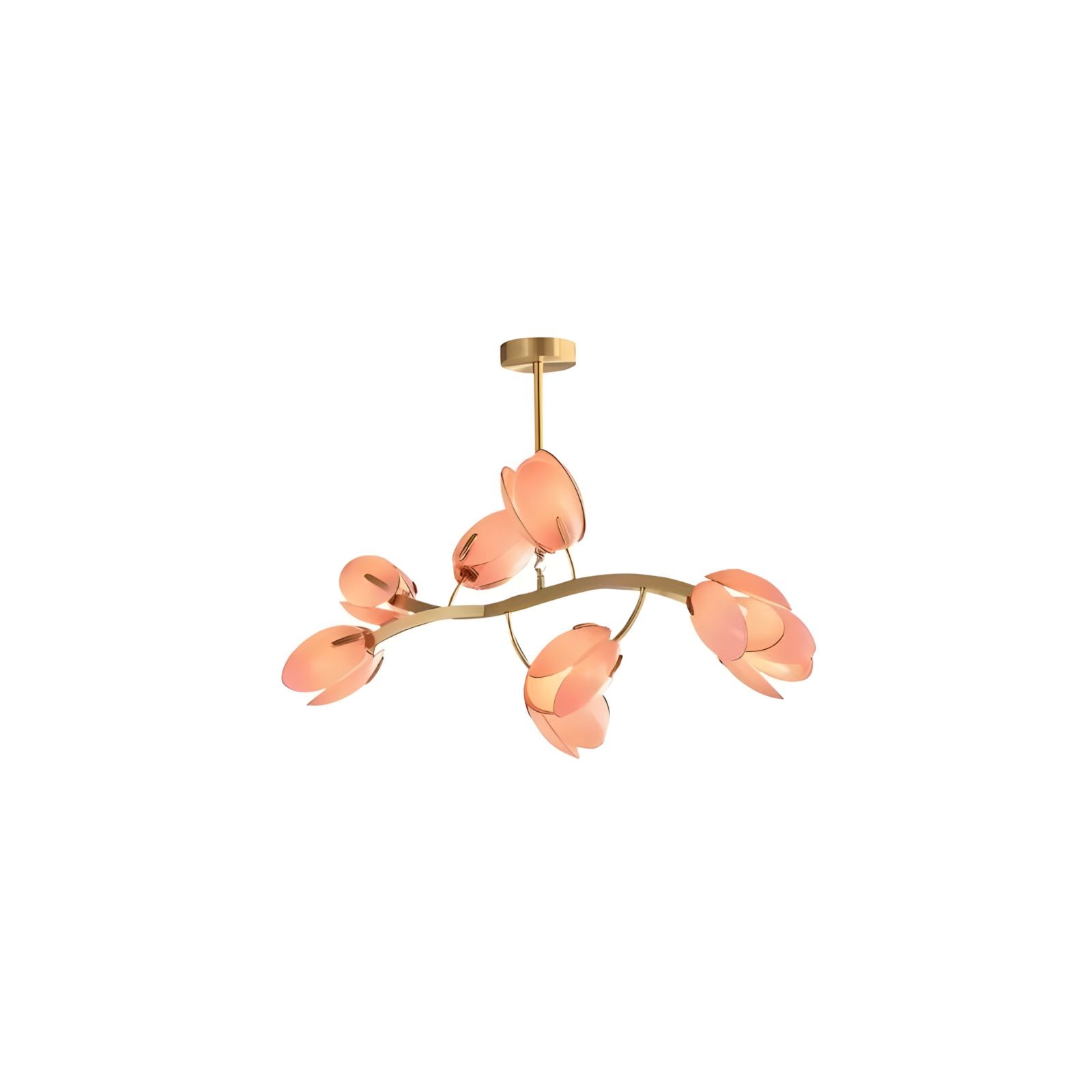 Copper and Glass Petal Chandelier on a white background