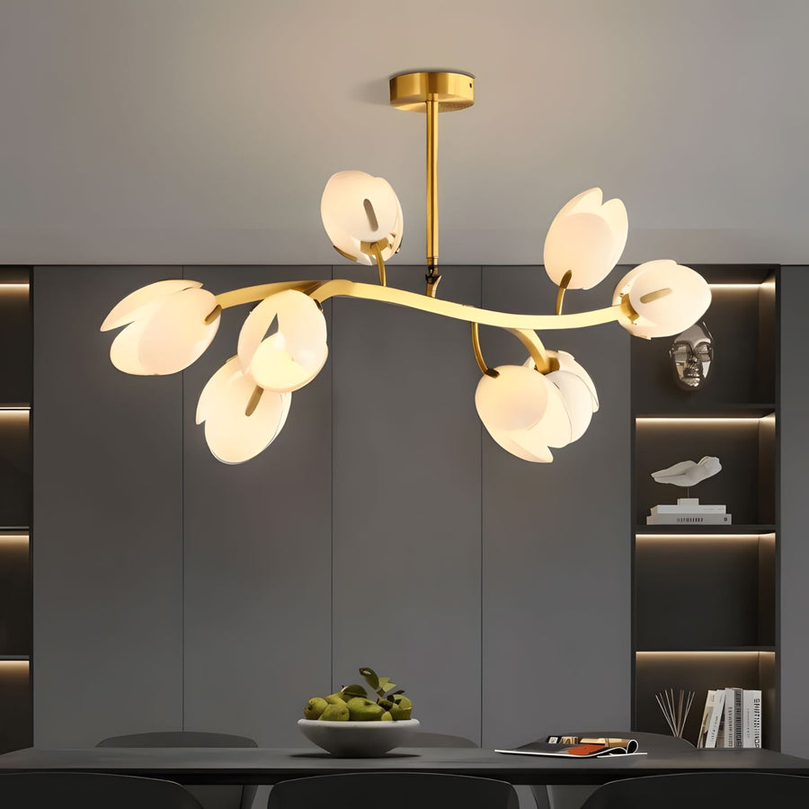 Copper and Glass Petal Chandelier