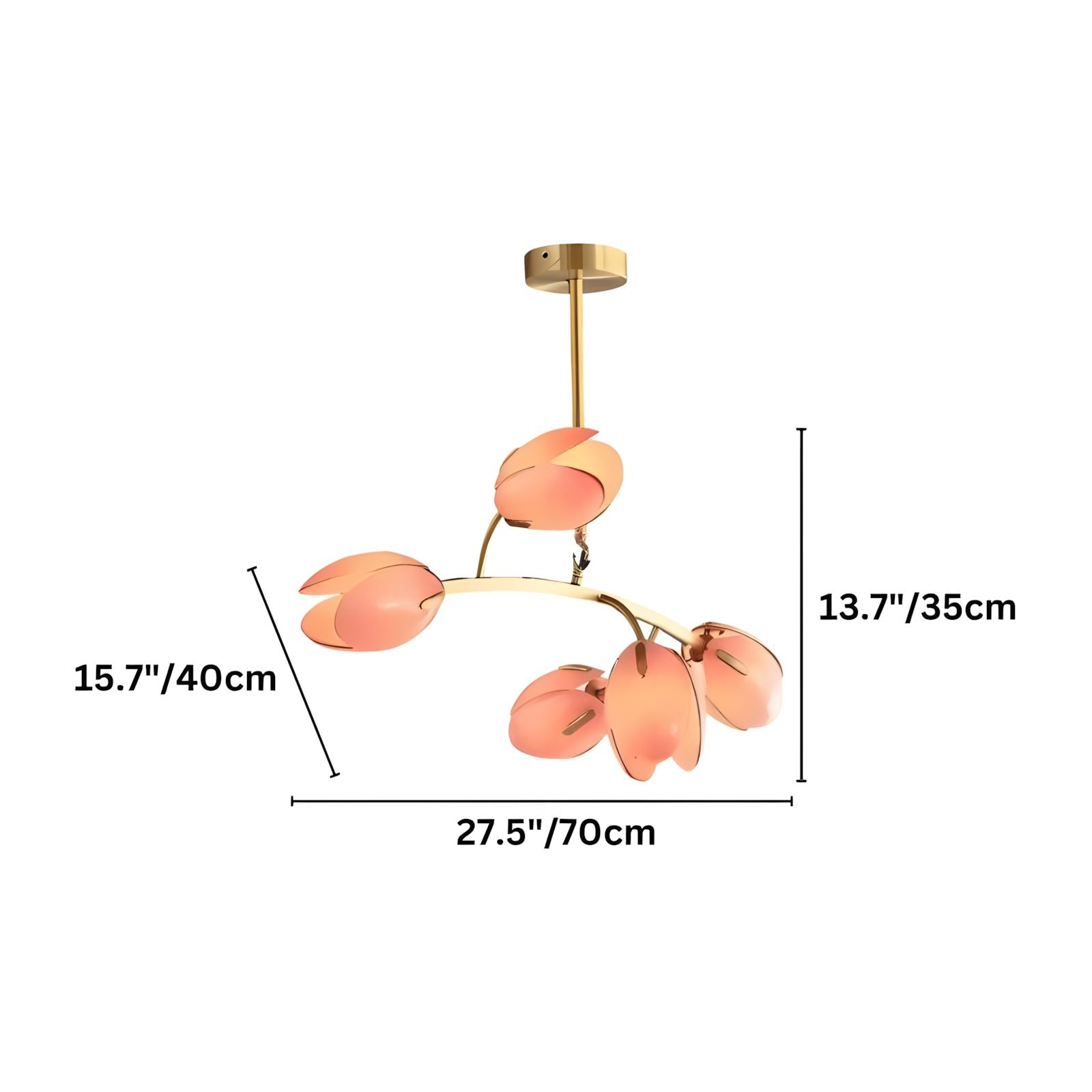 Copper and Glass Petal Chandelier