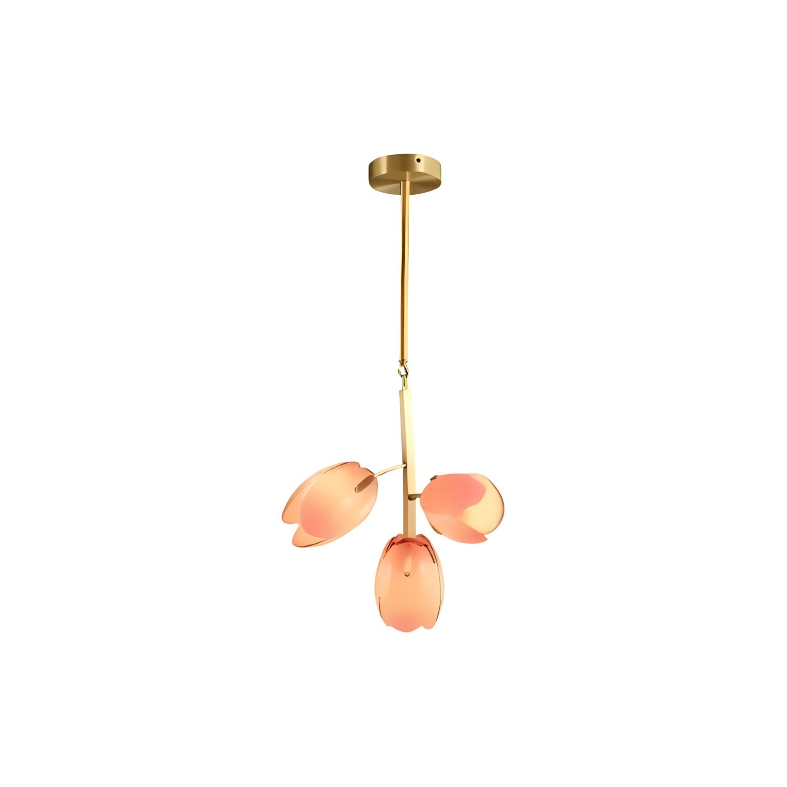 Copper and Glass Petal Chandelier on a white background