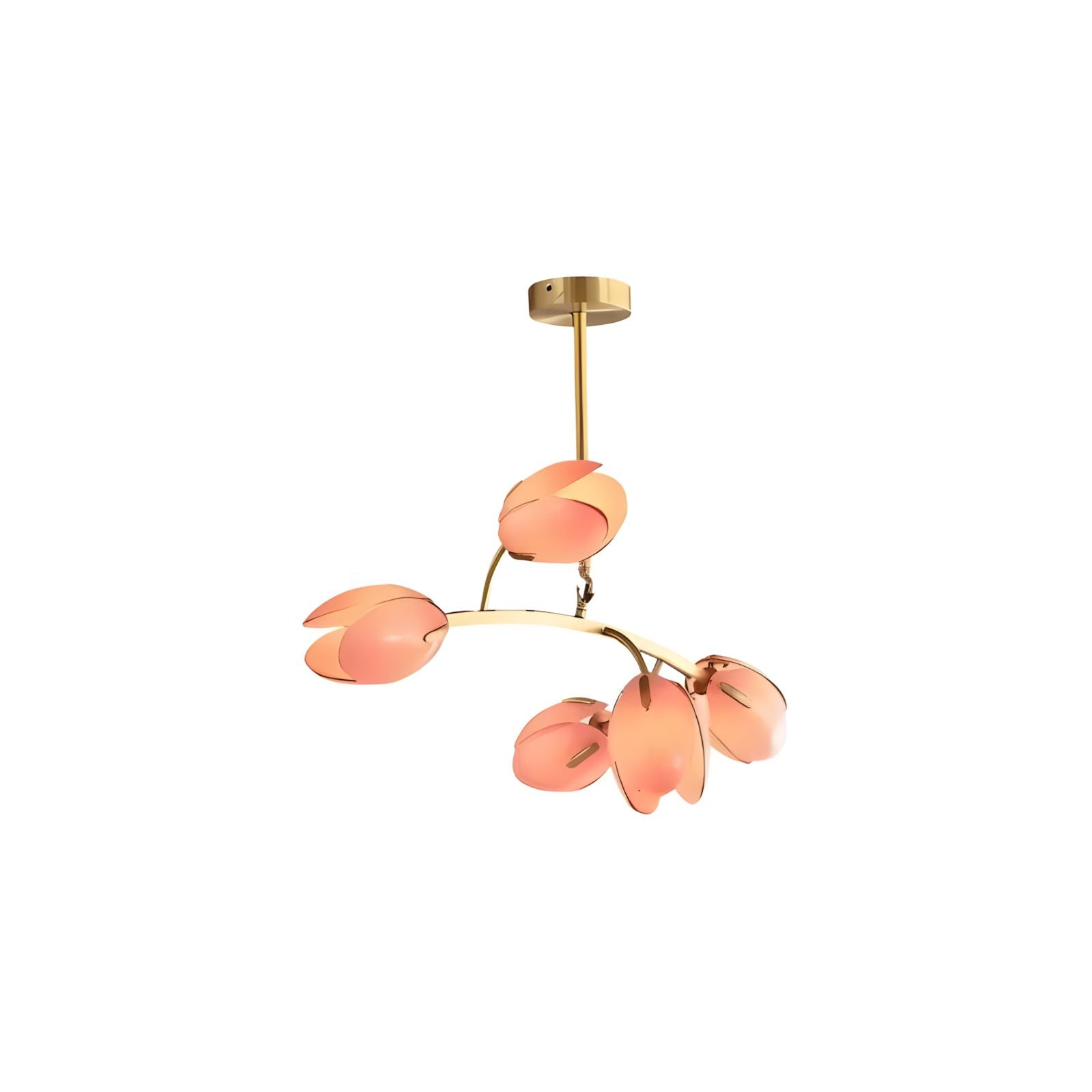 Copper and Glass Petal Chandelier on a white background