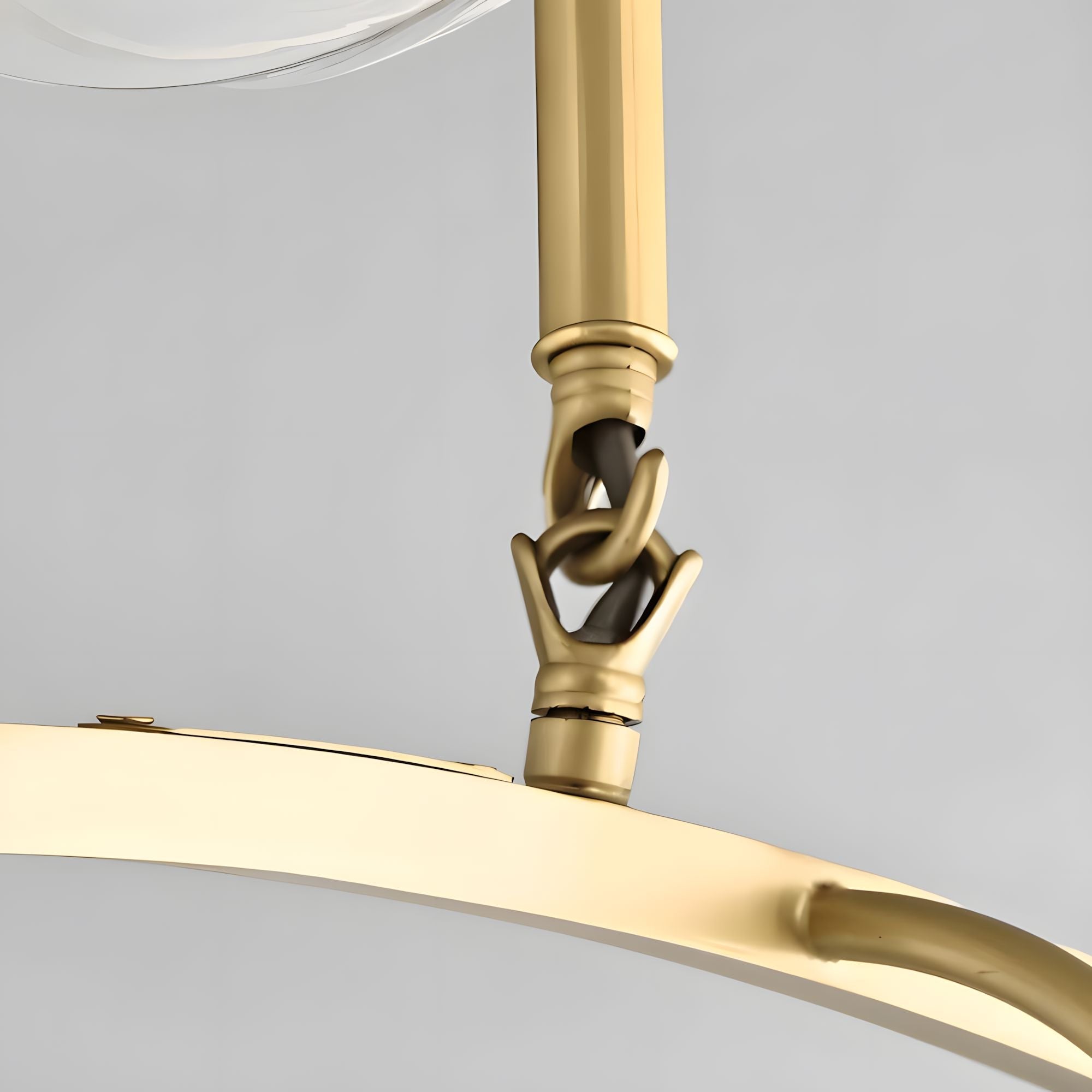 Close-up detail of the Copper and Glass Petal Chandelier