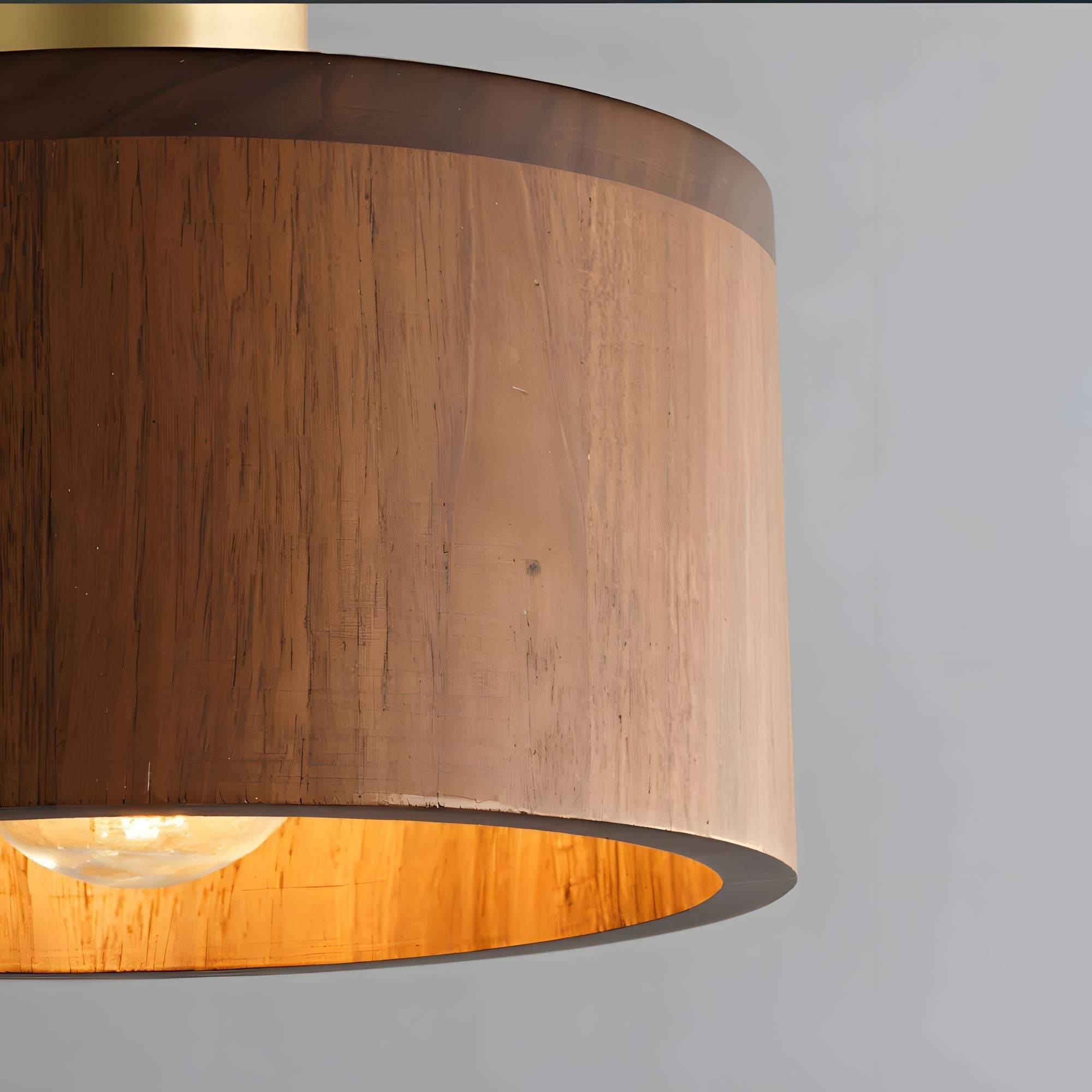 Copper and Wood Cylinder Pendant Light - view 14