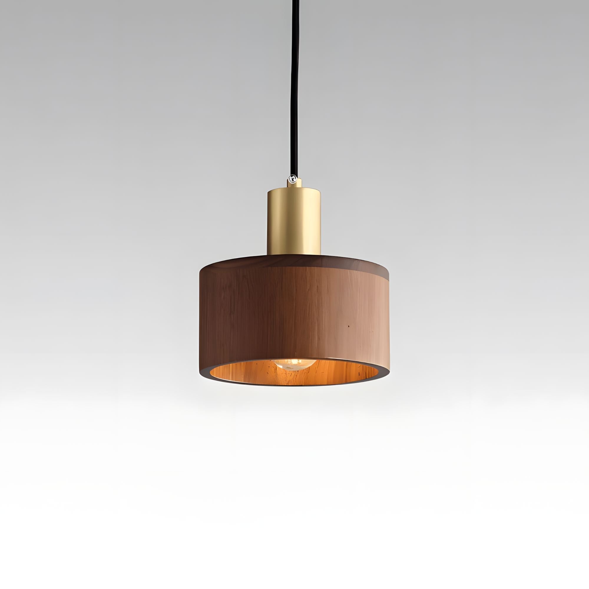Copper and Wood Cylinder Pendant Light - view 15