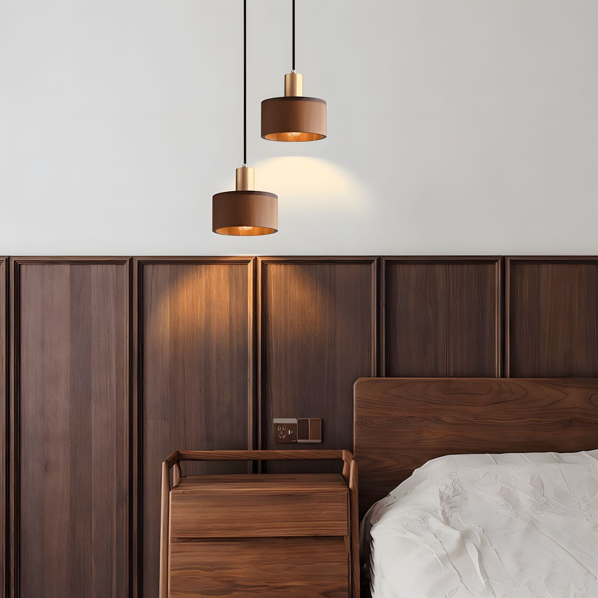 Copper and Wood Cylinder Pendant Light - view 16