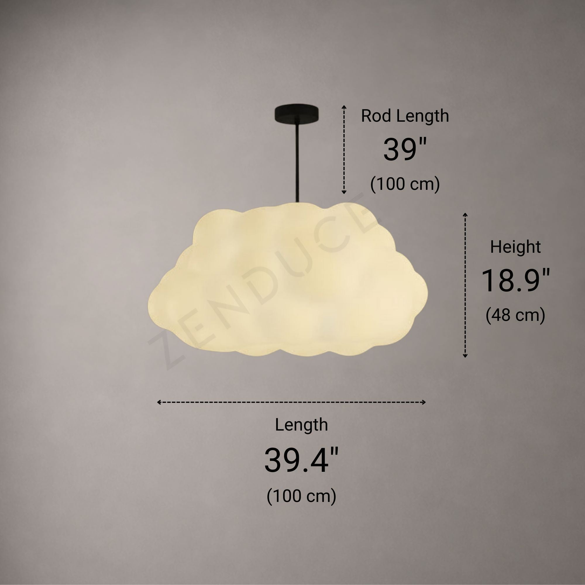 Cotton Cloud Pendant Light - Smooth / D39.4" × H18.9"