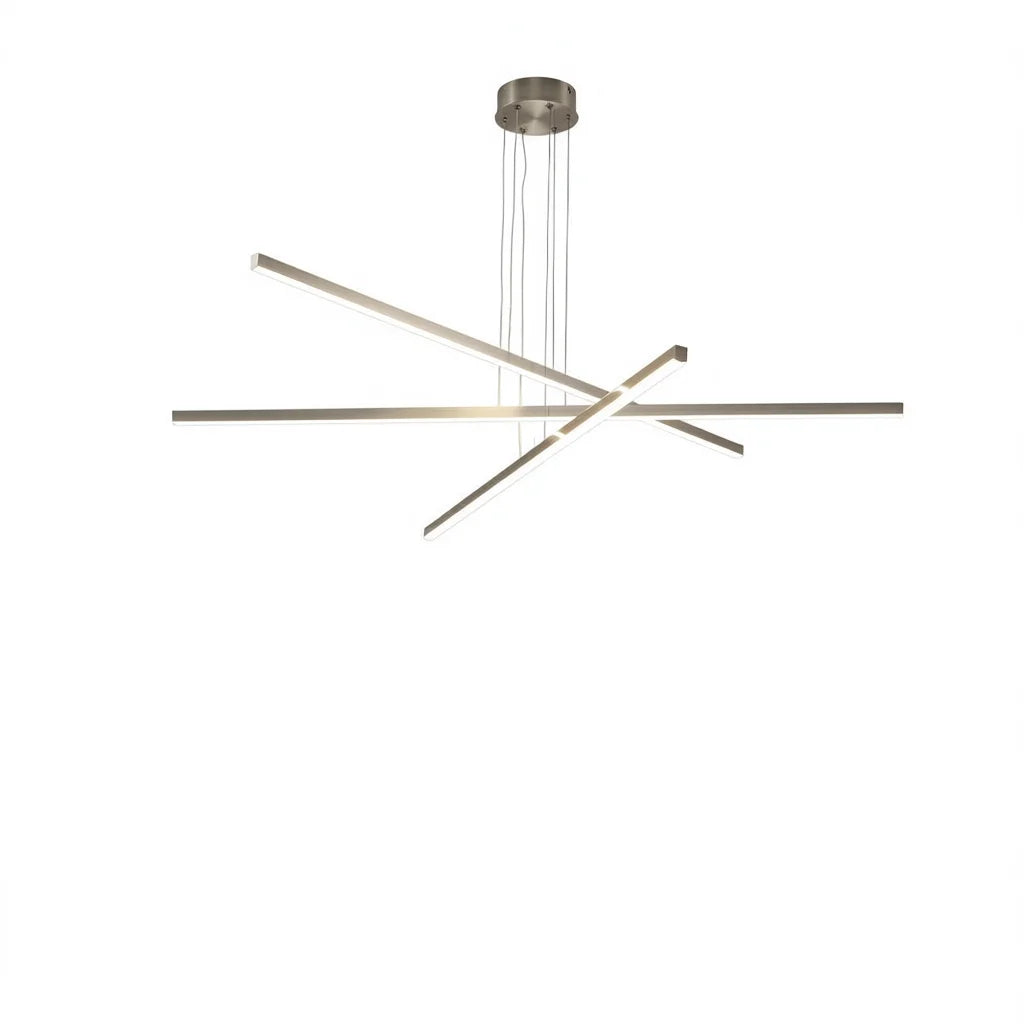 Crossed Chrome LED Bar Chandelier with Remote - view 2
