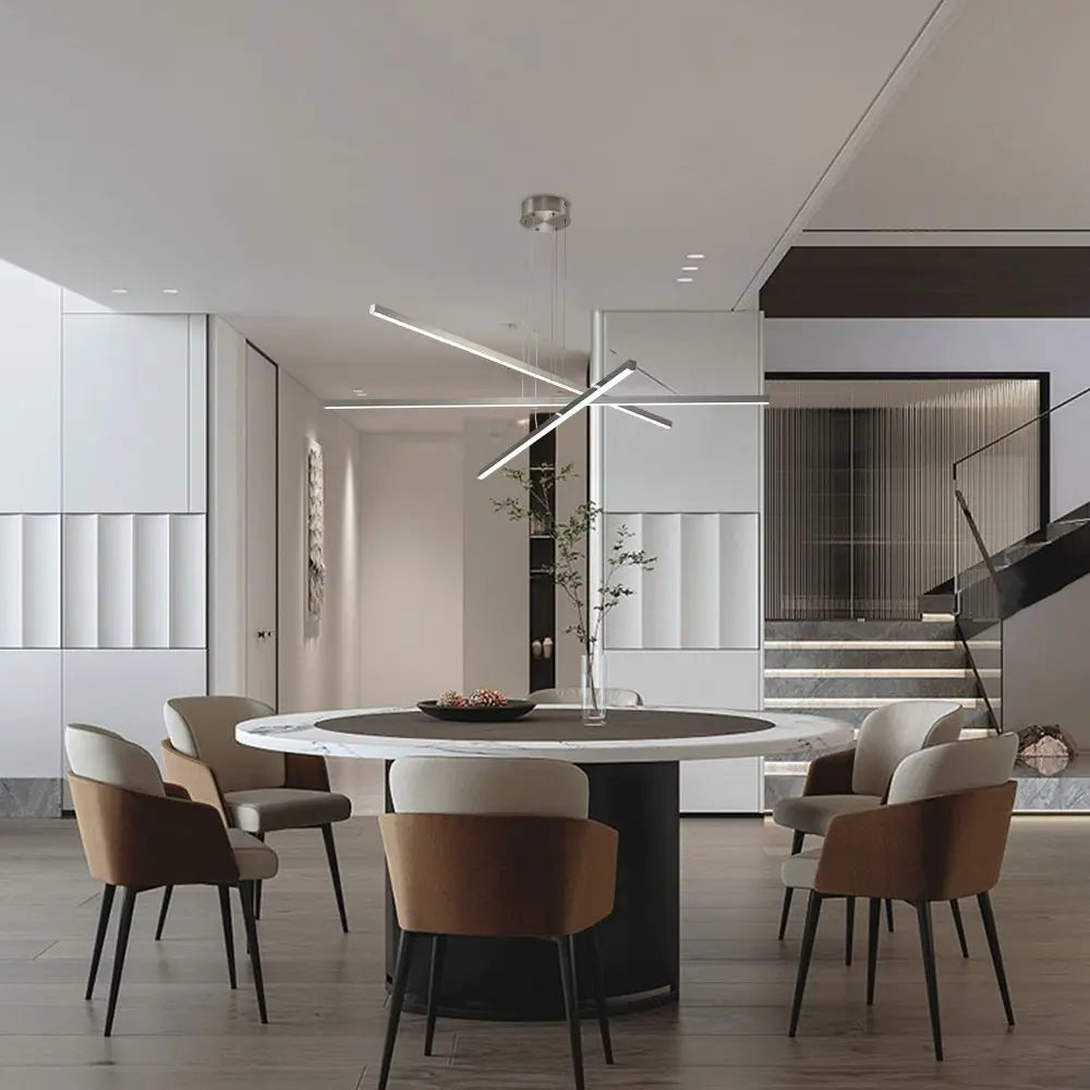Crossed Chrome LED Bar Chandelier with Remote - view 6