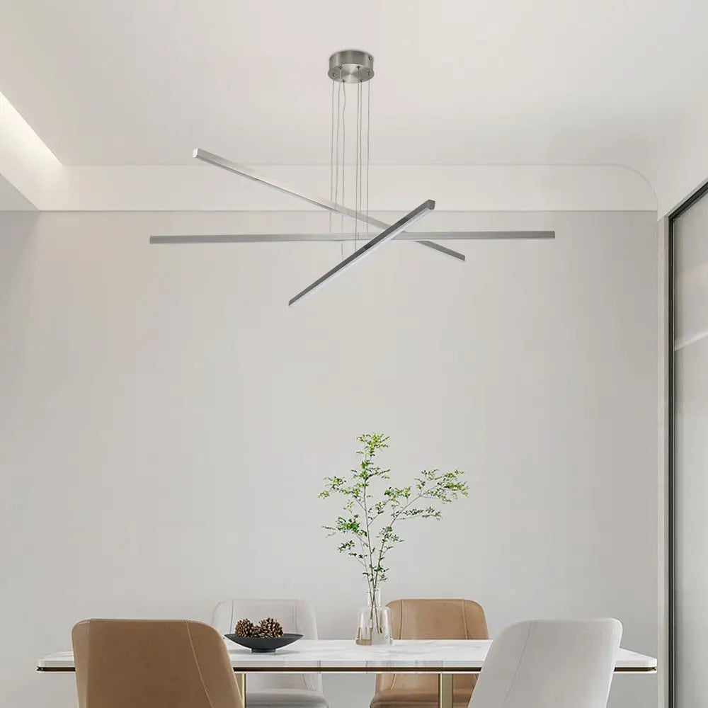 Crossed Chrome LED Bar Chandelier with Remote - view 7