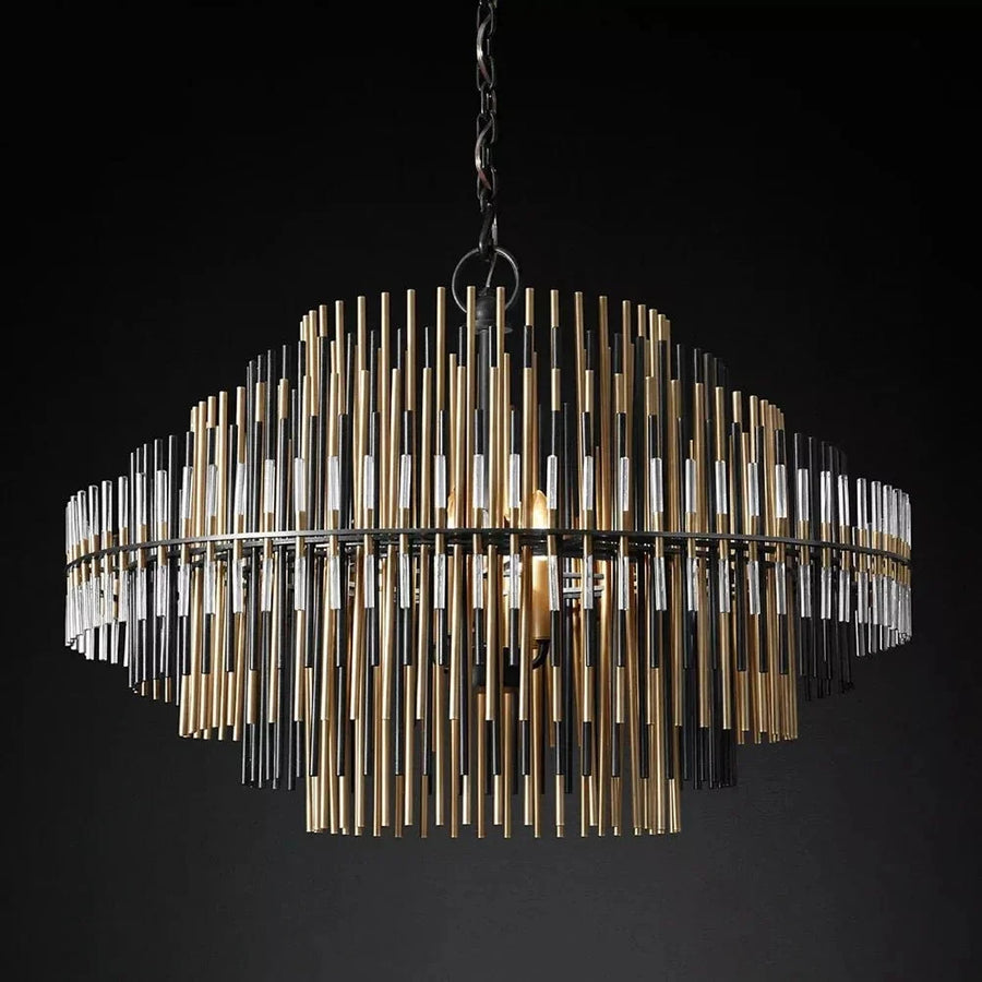 Crystal and Rod Round Chandelier