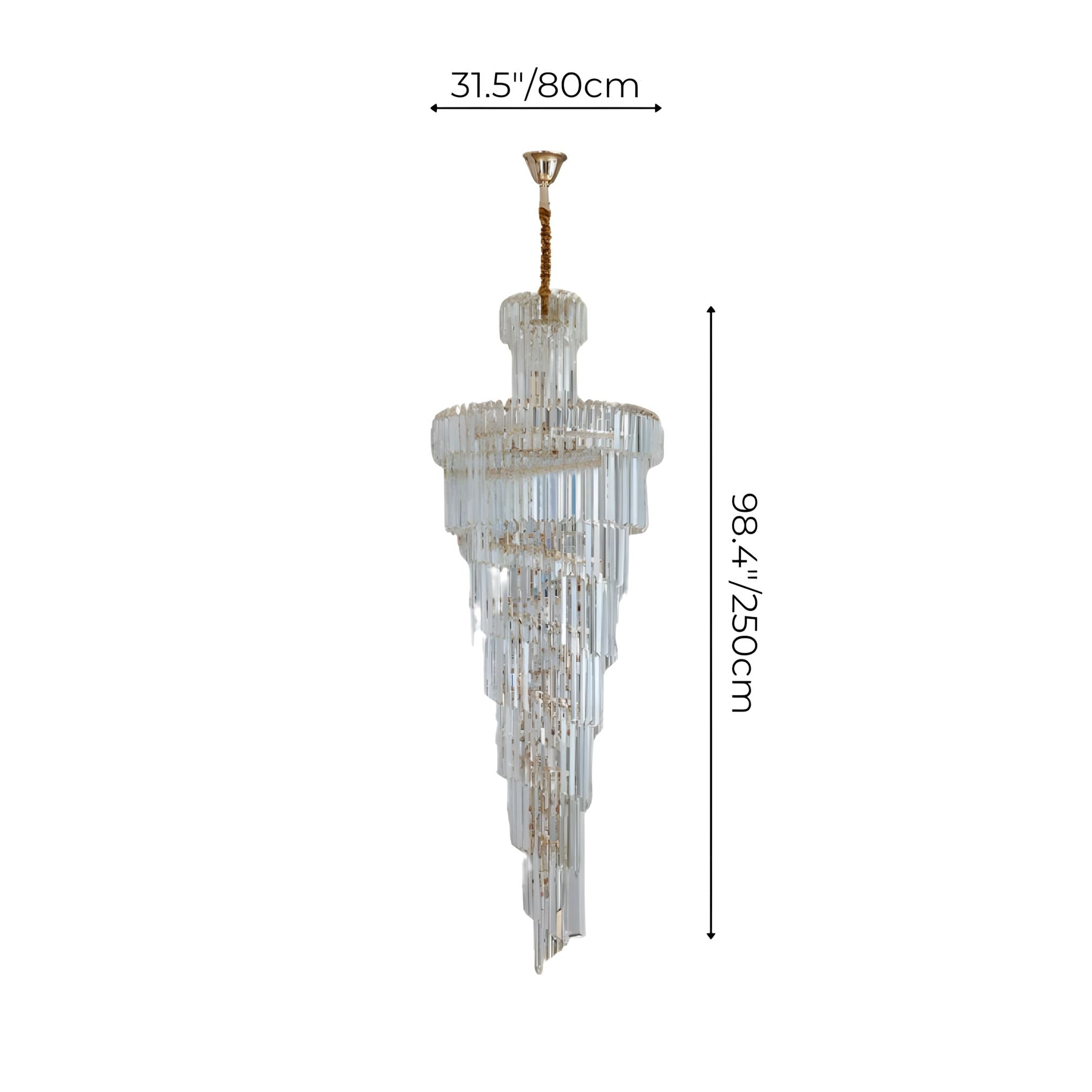 Crystal Cascade Chandelier with Touch Switch - Dia31.50xH98.4" / Chrome