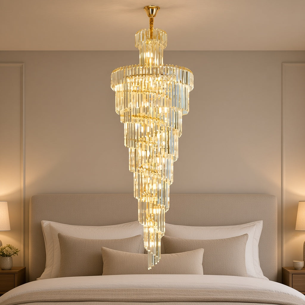 Crystal Cascade Chandelier with Touch Switch