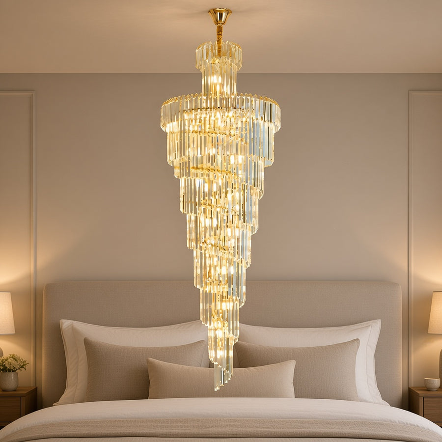 Crystal Cascade Chandelier with Touch Switch
