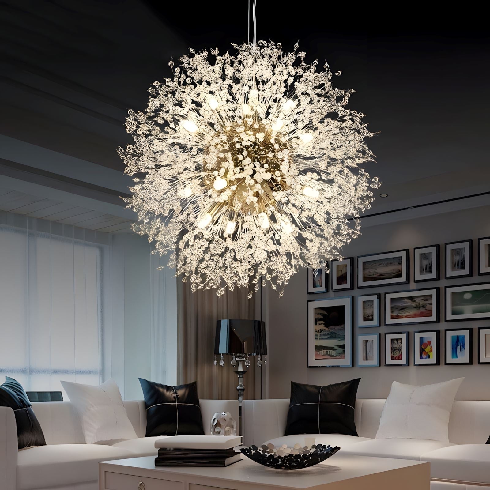 Crystal Dandelion Chandelier - Gold