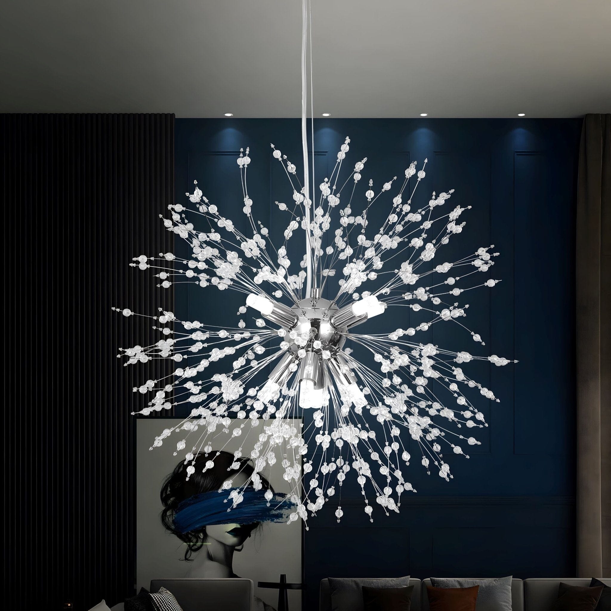 Crystal Dandelion Chandelier - Silver
