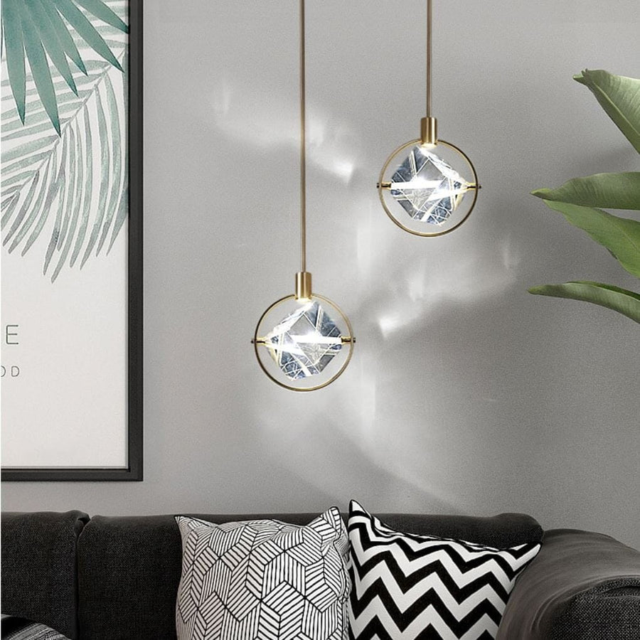 Crystal Diamond LED Pendant Light in a living room