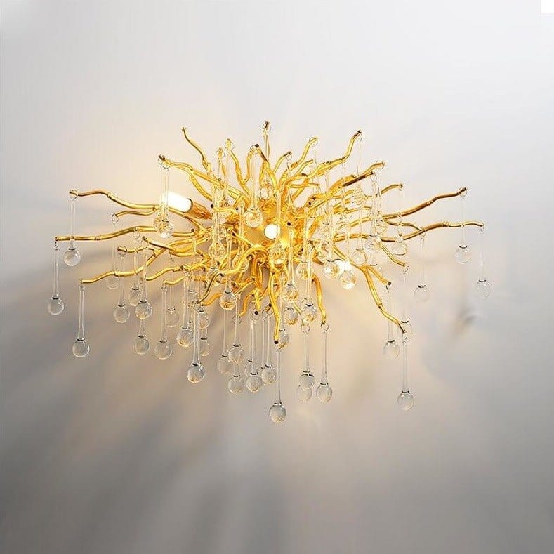 Crystal Drop Branch Wall Light - Gold