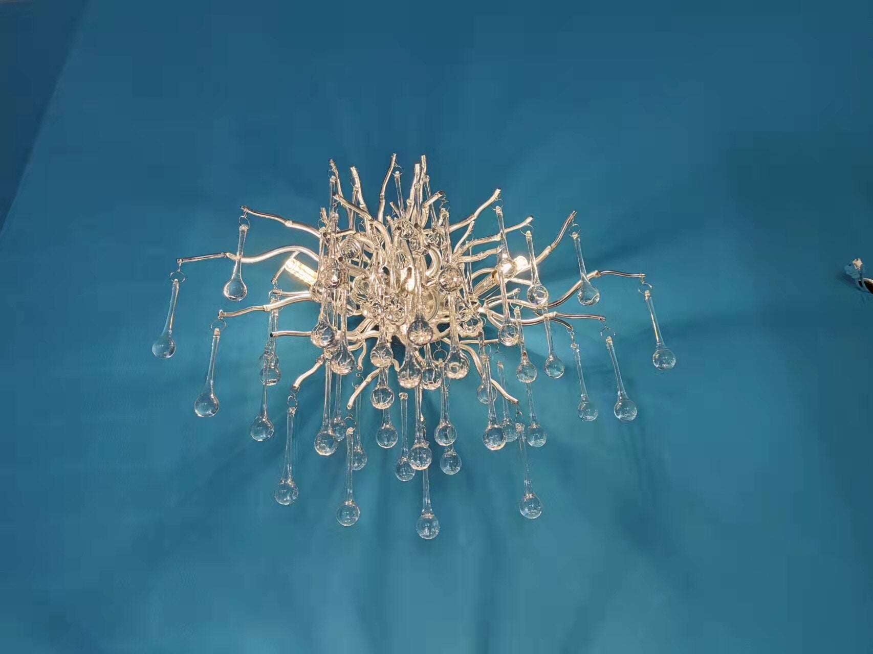 Crystal Drop Branch Wall Light - Silver