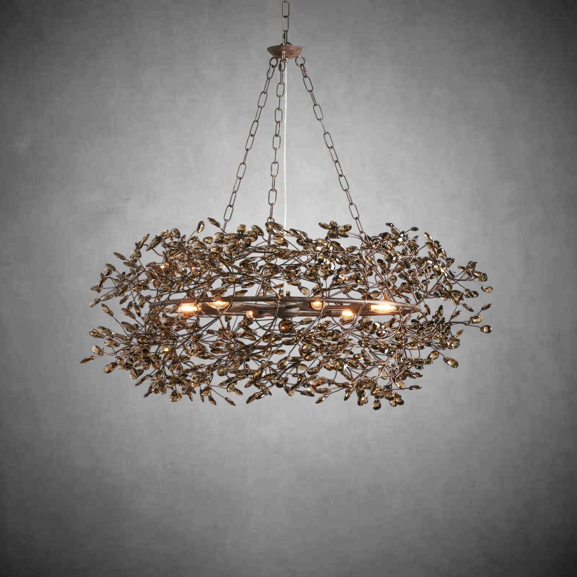Crystal Flower Branch Chandelier - BRONZE/SMOKE