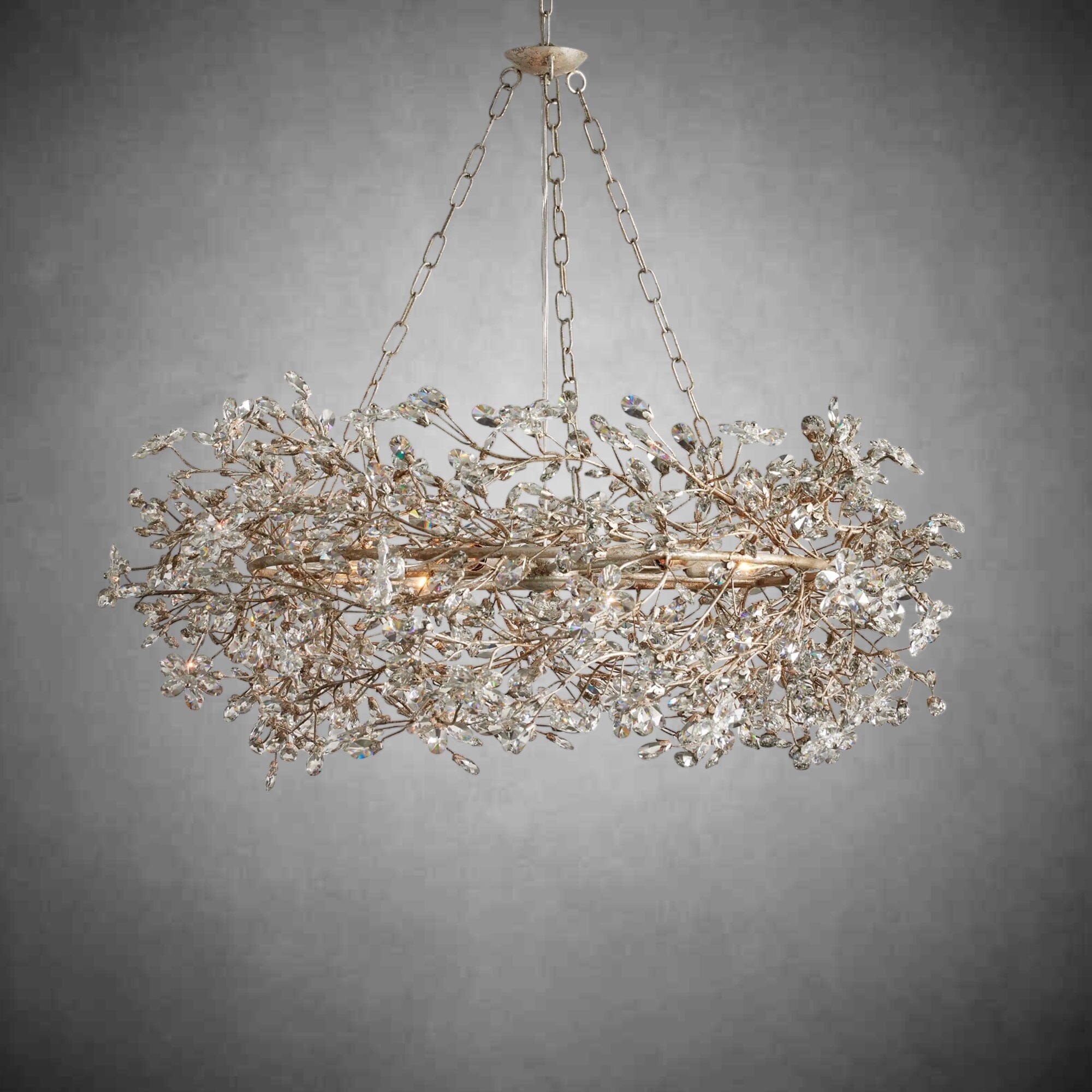 Crystal Flower Branch Chandelier - SILVER / 39"